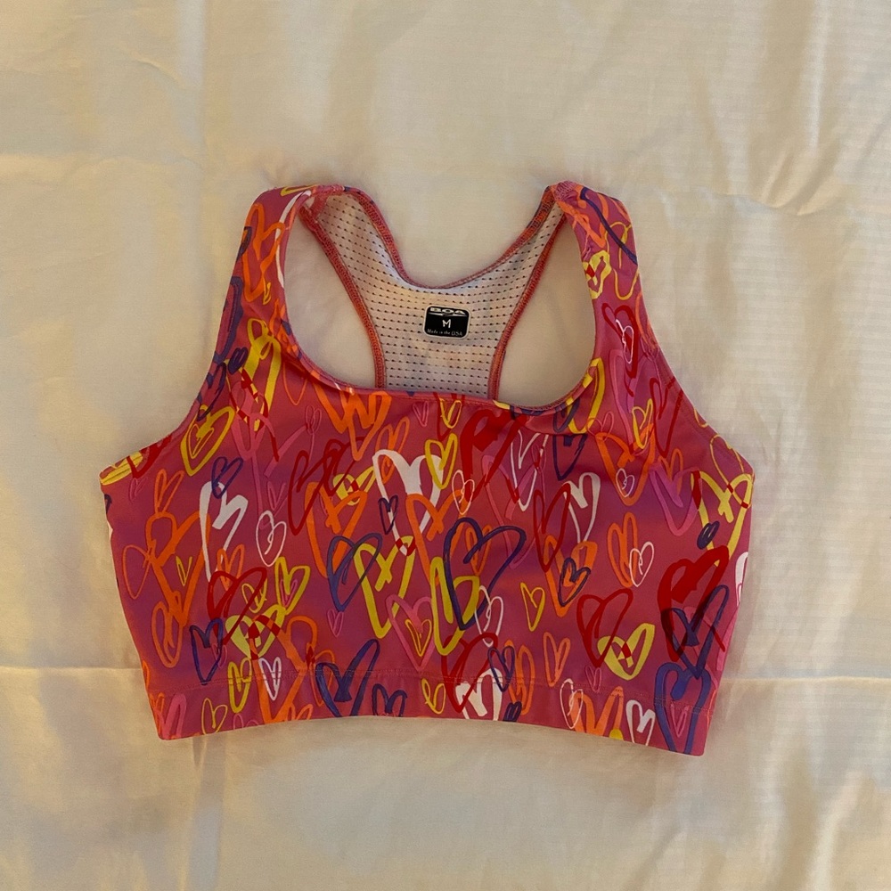Pink B.O.A BOA printed sports athletic bra